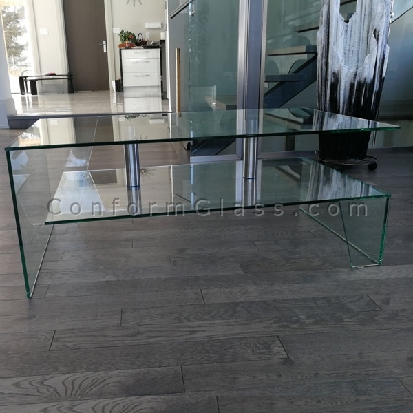 Floating Shelf Glass Coffee Table