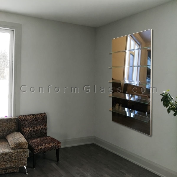 Glass Shelving Unit Bronze Mirror