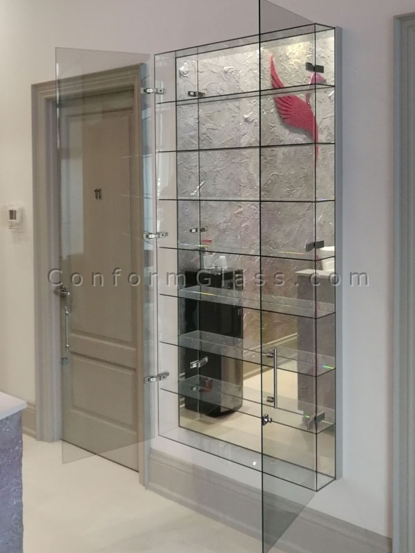 Wall glass display cabinet with doors