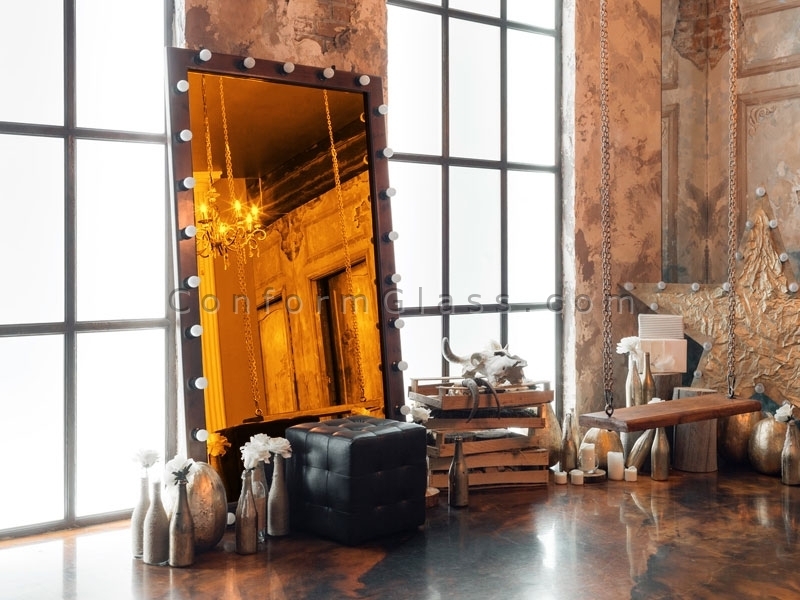 Gold Mirror with Marquee Frame