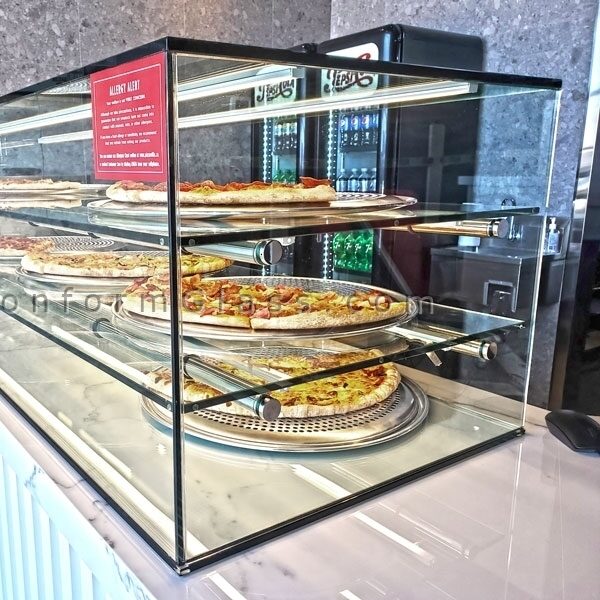 Glass Pizza Display with LED Light