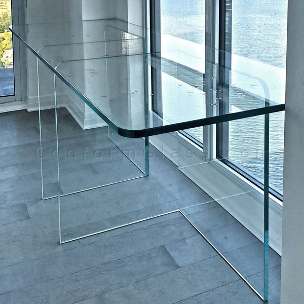 Custom Glass Desk and Side Table