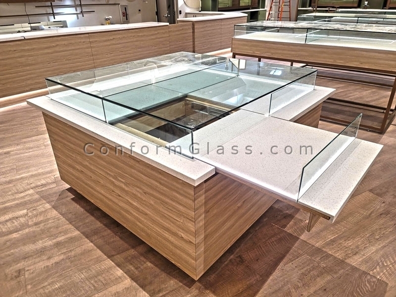 Glass Display with open side slide