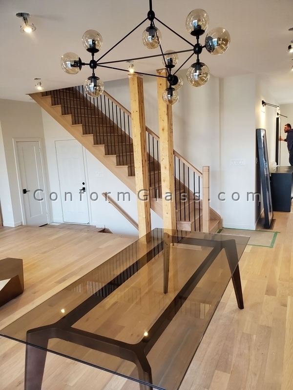 Light bronze custom glass tabletop