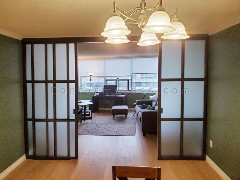 Room Divider with Metal Frame Sliding Door