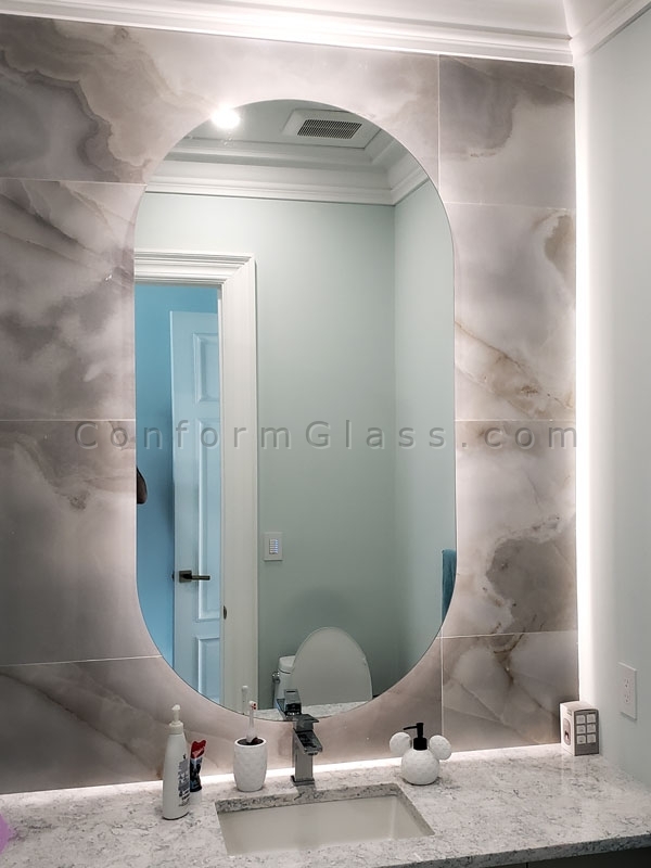 Racetrack shape custom LED mirror