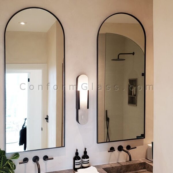 Arched mirrors with custom metal frame
