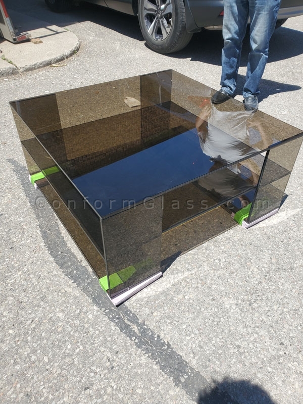 Custom bronze glass coffee table