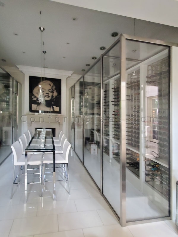 Stainless Steel and Glass Wine Storage