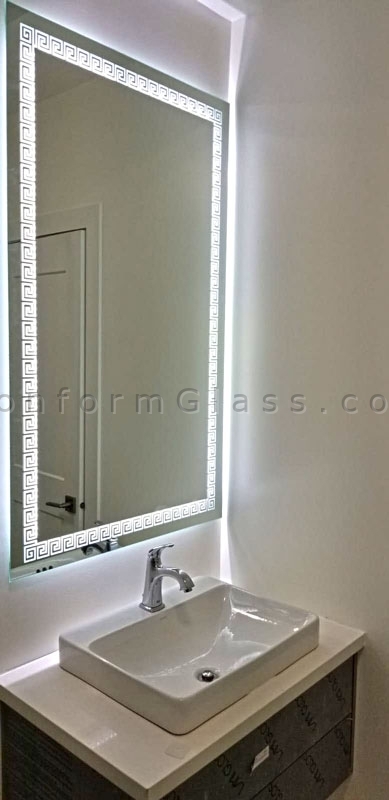 Sandblasted pattern LED Mirror