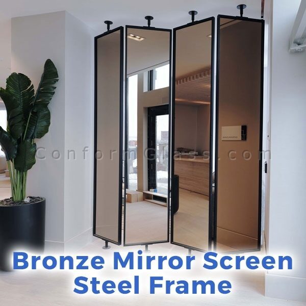 Bronze Mirror Screen with Steel Frame